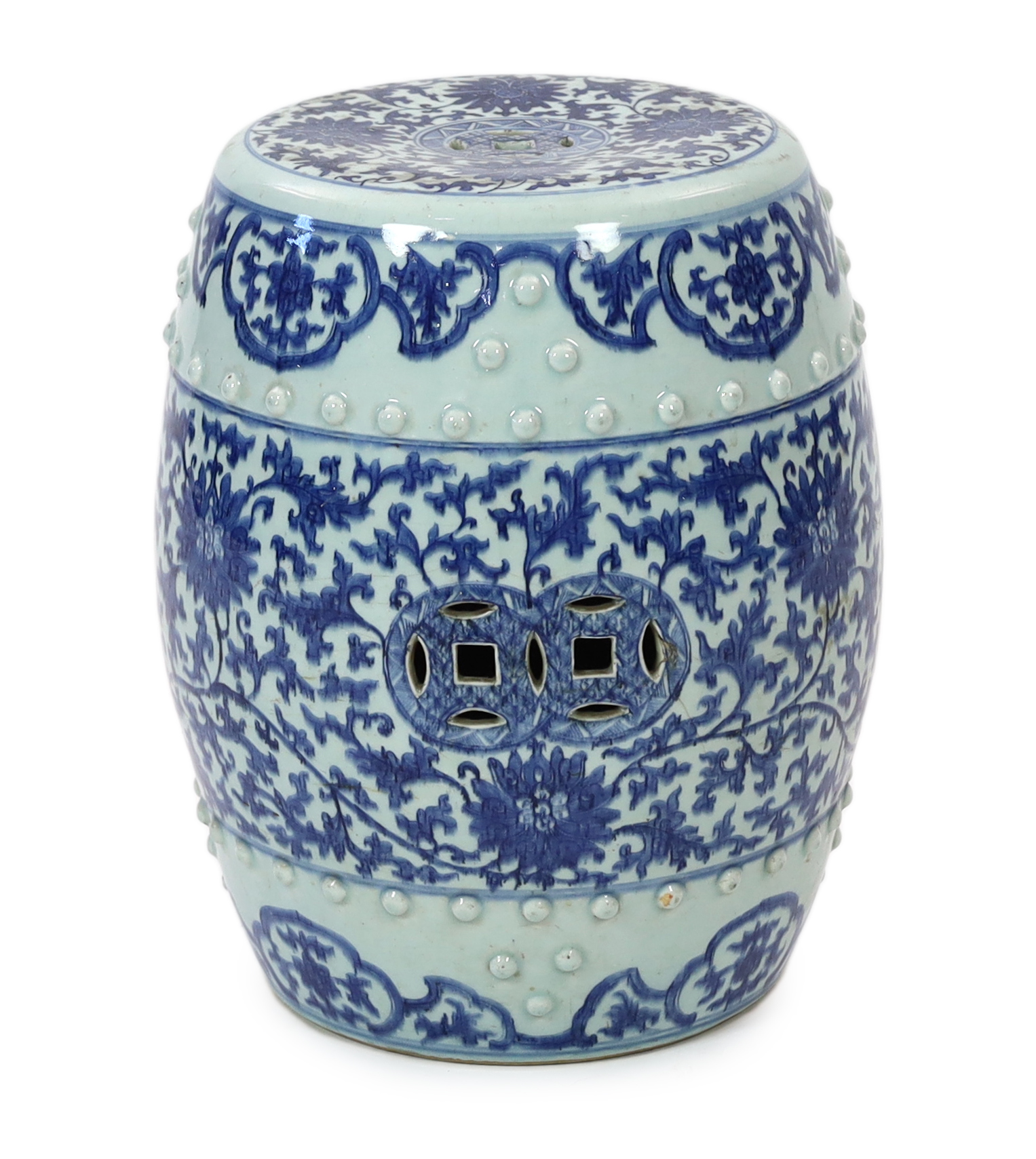 A Chinese blue and white porcelain stool, 19th century